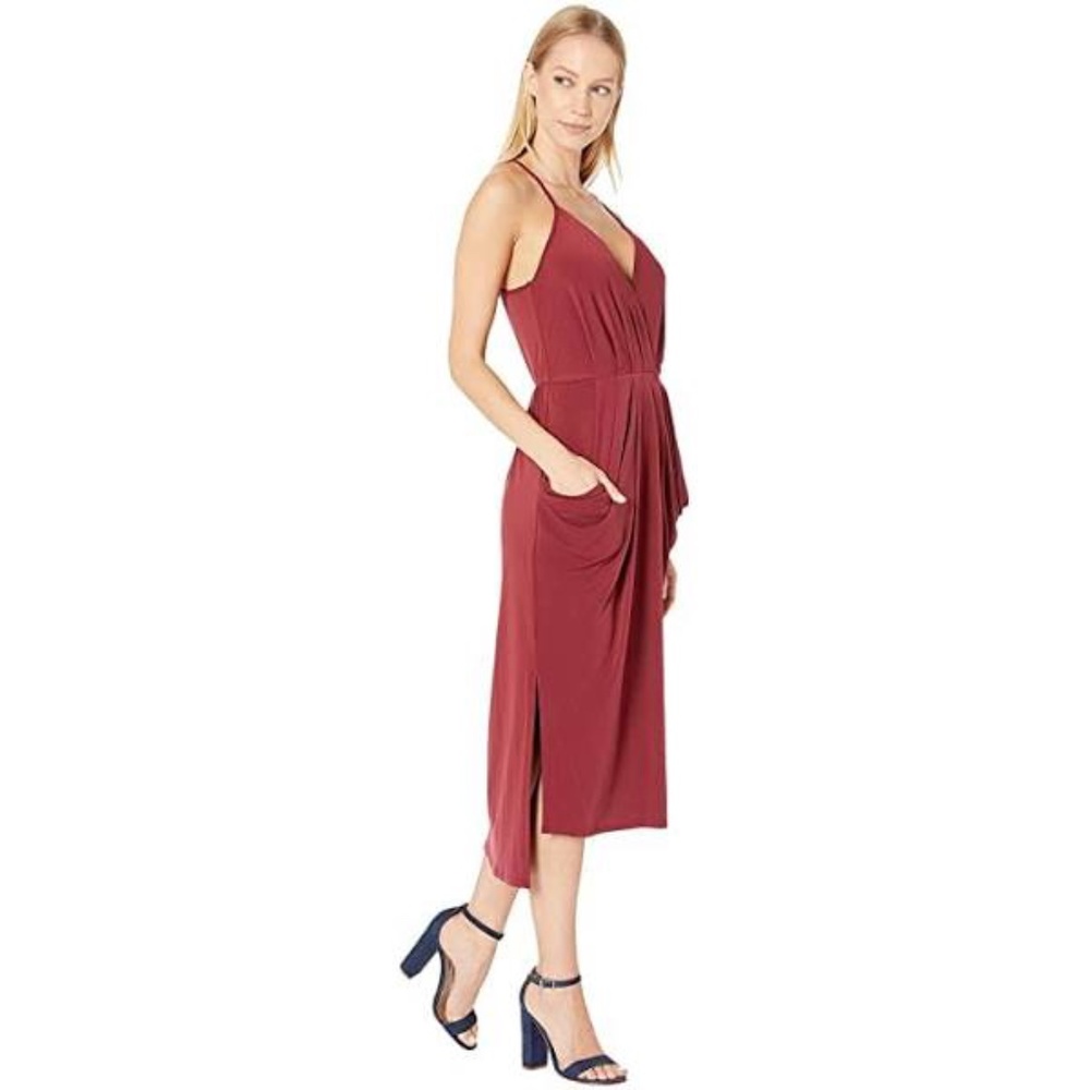 BCBG Midi Faux Wrap Crossover Dress